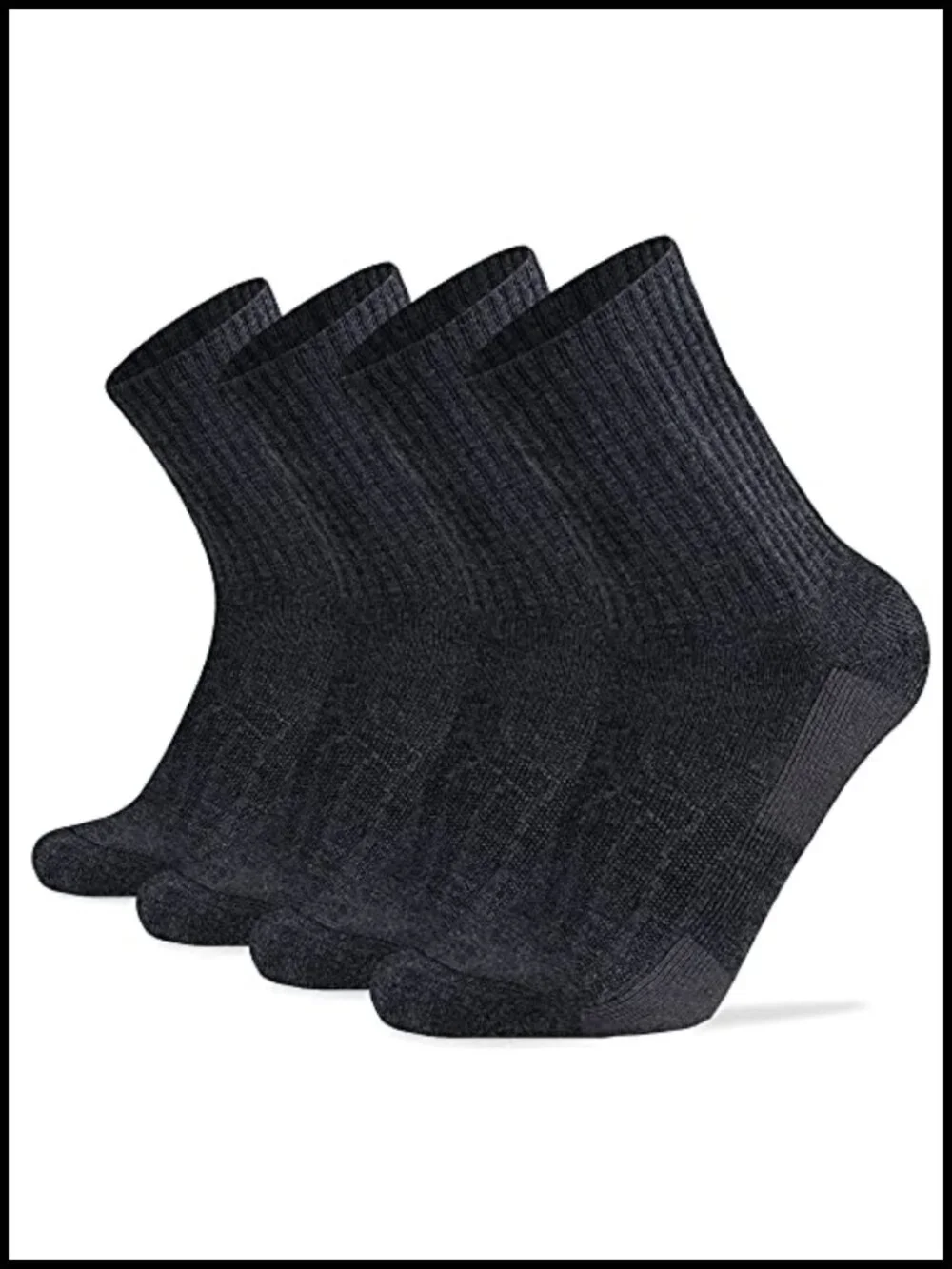 Merino Wool Blend Crew Hiking Socks 4 Pack Cushioned Athletic Socks for Men